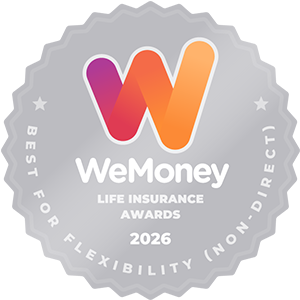 WeMoney Life Insurance Awards 2026 finalist badge for Best for Flexibility (Non-Direct), recognising Zurich.