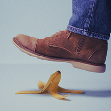 Foot slipping on banana