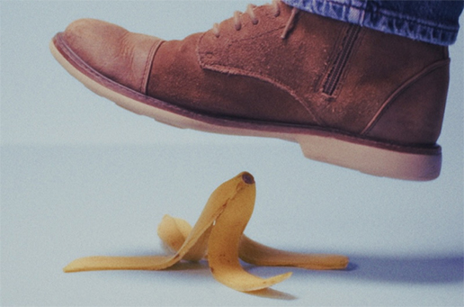 Foot slipping on banana