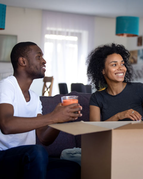 couple with packing box