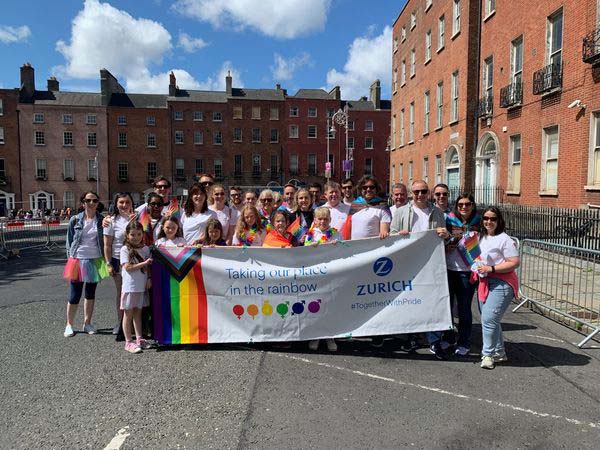 PrideZ group in Dublin with banner